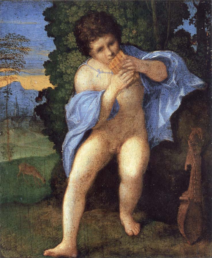 Palma Vecchio Young Faunus Playing the Syrinx